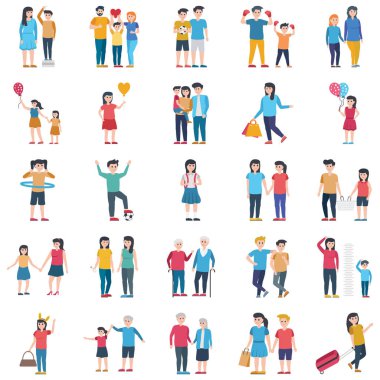 Happy Family Vector İllüstrasyon paketi Kolayca değiştirilebilen ya da düzenlenebilen her simge
