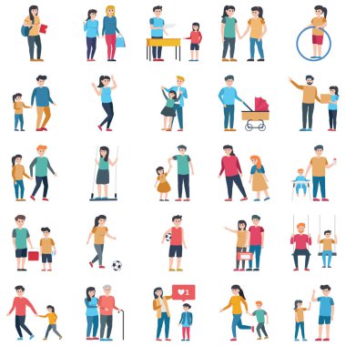 Happy Family Vector İllüstrasyon paketi Kolayca değiştirilebilen ya da düzenlenebilen her simge