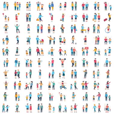 Happy Family Vector İllüstrasyon paketi Kolayca değiştirilebilen ya da düzenlenebilen her simge