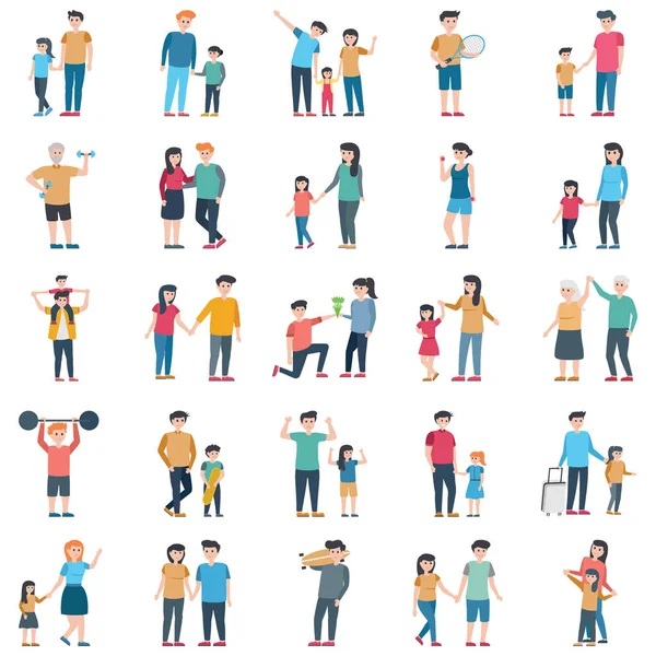 Happy Family Vector Illustration Pack Chaque Icône Qui Peut Être — Image vectorielle