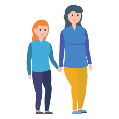 Anne kız, anne çocuk Vector İllüstrasyon simgesi kolayca değiştirilebilir.