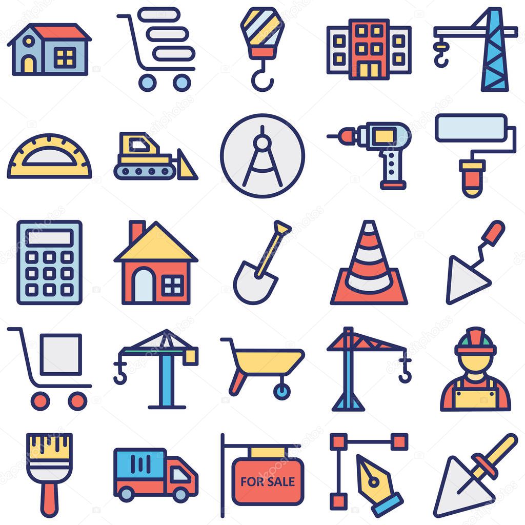 Construction Vector Icons set every single icon can be easily modified or edited
