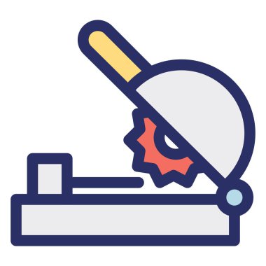 Dairesel testere, kesiciyle izole edilmiş vektör simgesi kolayca değiştirilebilir ya da düzenlenebilir