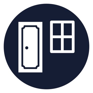 Pencereli kapı, ev kapısı izole edilmiş vektör simgesi kolayca değiştirilebilir ya da düzenlenebilir