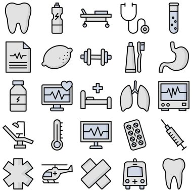 Tıbbi ve Sağlık Vektörü simgeleri tamamen düzenlenebilir