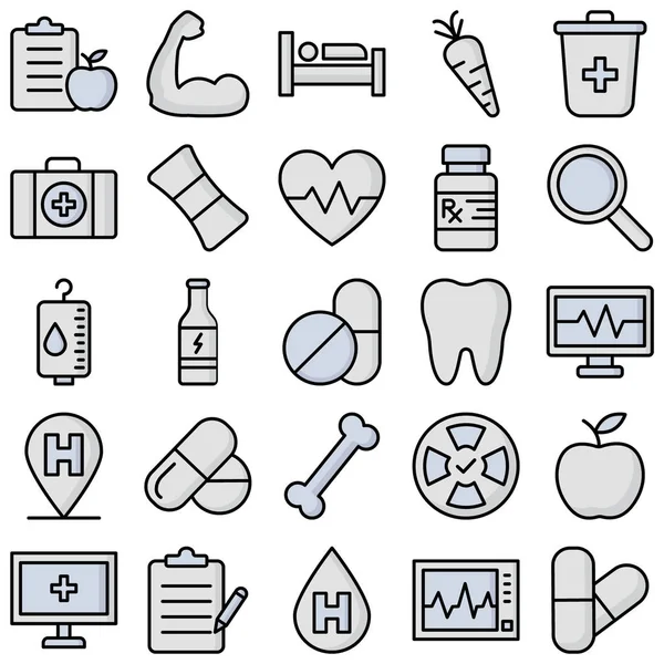 Iconos Vectores Médicos Salud Conjunto Totalmente Editable — Vector de stock