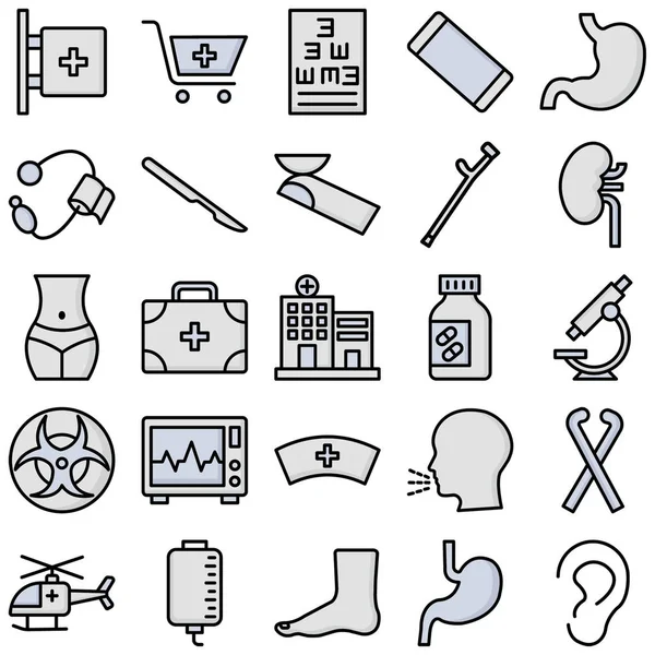 Iconos Vectores Médicos Salud Conjunto Totalmente Editable — Vector de stock