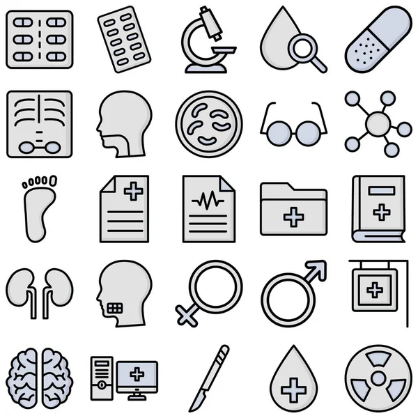 Medische Gezondheid Vector Pictogrammen Set Volledig Aanpasbaar — Stockvector