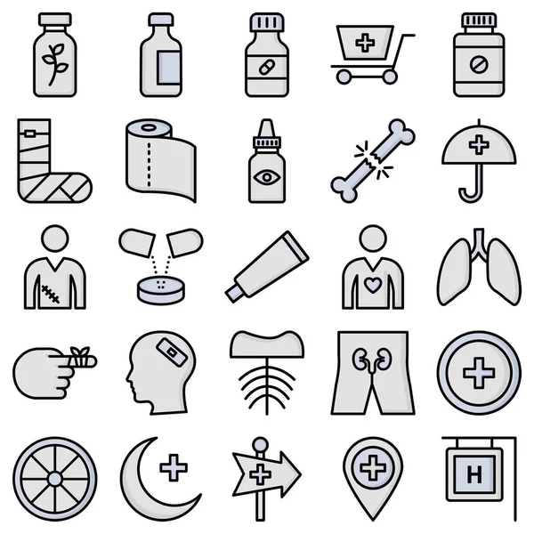 Iconos Vectores Médicos Salud Conjunto Totalmente Editable — Vector de stock