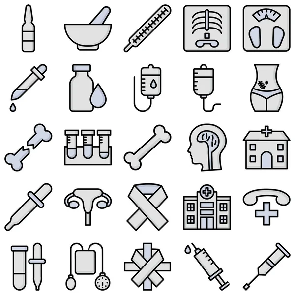 Iconos Vectores Médicos Salud Conjunto Totalmente Editable — Vector de stock