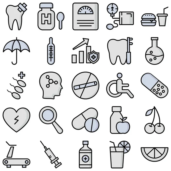 Iconos Vectores Médicos Salud Conjunto Totalmente Editable — Vector de stock