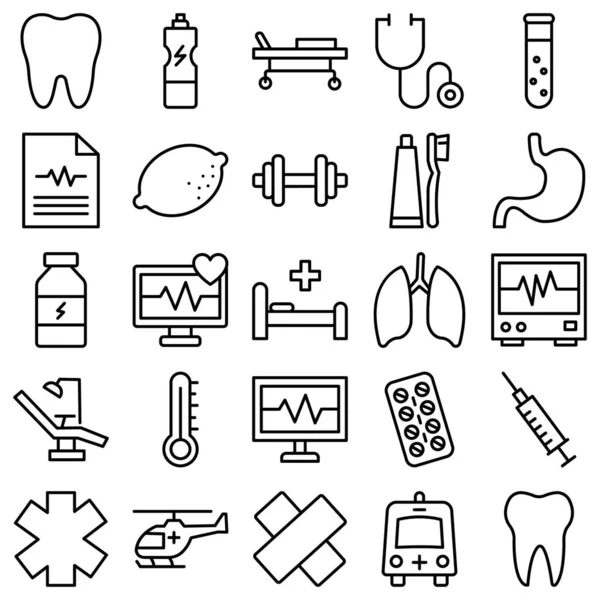 Iconos Vectores Médicos Salud Conjunto Totalmente Editable — Archivo Imágenes Vectoriales