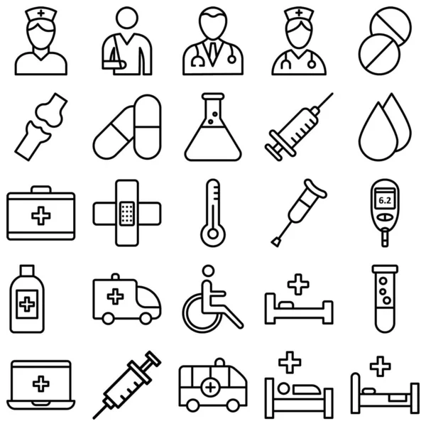 Ikony Lékařských Zdravotních Vektorů Set Fully Editable — Stockový vektor