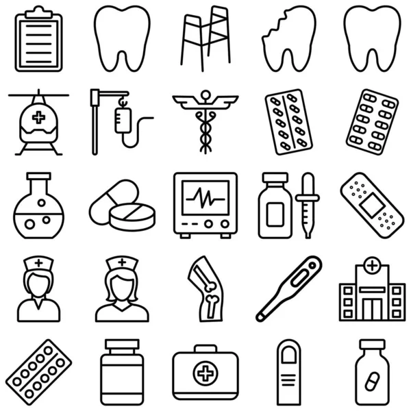 Iconos Vectores Médicos Salud Conjunto Totalmente Editable — Vector de stock