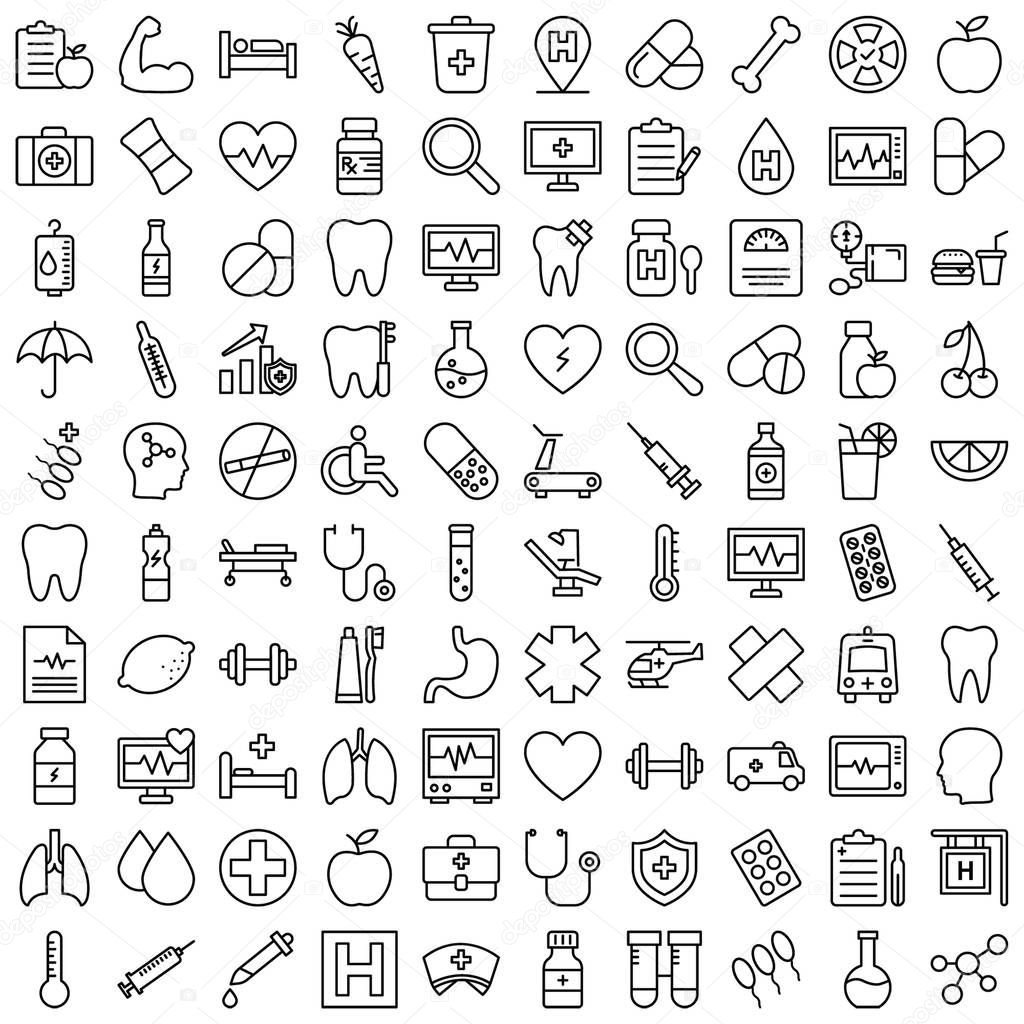 Medical and Health Vector icons Set fully editable