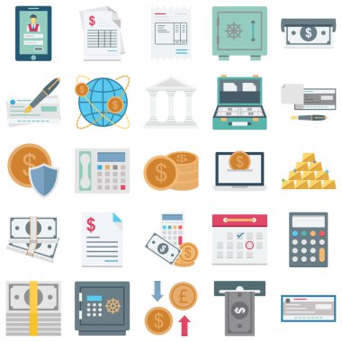 Finance, Payment and Banking color isolate Vector Icons Set every single icon can be easily modified or edited
