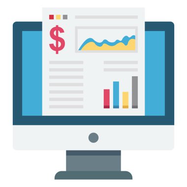 Analytics, monitor Color Isolated Vector icon which can be easily modified