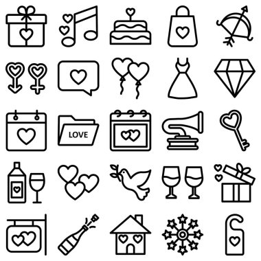 Sevgililer Günü İzole Vektör simgeleri her bir simge kolayca değiştirilebilir ya da düzenlenebilir