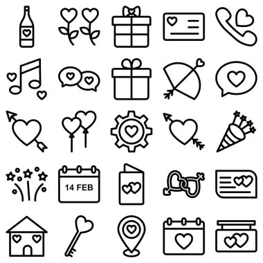 Sevgililer Günü İzole Vektör simgeleri her bir simge kolayca değiştirilebilir ya da düzenlenebilir