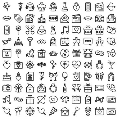 Sevgililer Günü İzole Vektör simgeleri her bir simge kolayca değiştirilebilir ya da düzenlenebilir