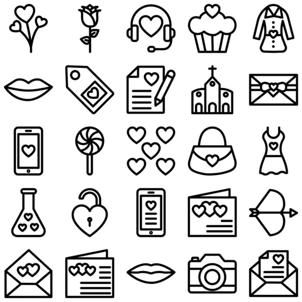 Valentine Day Isolated Vector Icons Set Every Single Icon Can — Stock Vector