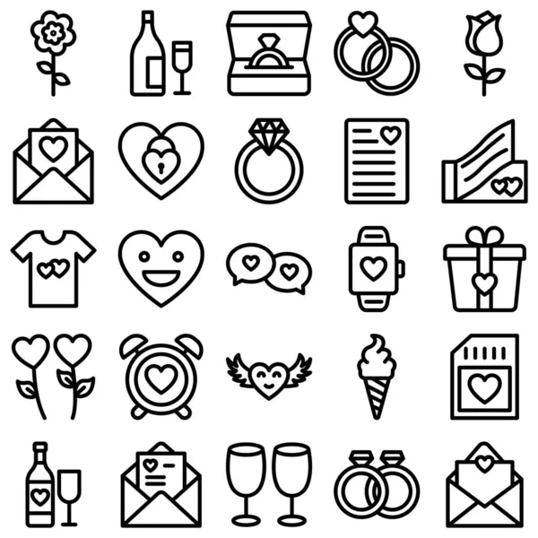 Valentinstag Isolierte Vektorsymbole Setzen Jedes Einzelne Symbol Kann Leicht Geändert — Stockvektor