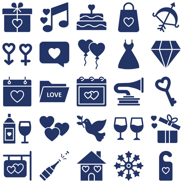 Día San Valentín Iconos Vectoriales Aislados Establecer Cada Icono Puede — Vector de stock