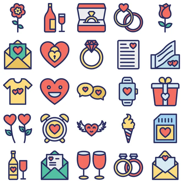 Valentine Day Isolated Vector Icons Set Every Single Icon Can — Stock Vector