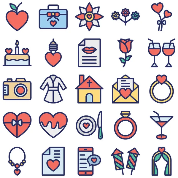 Día San Valentín Iconos Vectoriales Aislados Establecer Cada Icono Puede — Archivo Imágenes Vectoriales