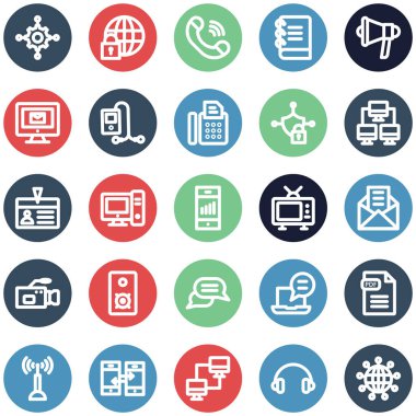 Ağ ve İletişim kalın ana hatlı vektör simgeleri her bir simge kolayca değiştirilebilir veya düzenlenebilir