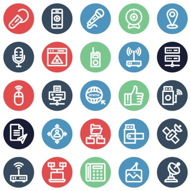 Ağ ve İletişim kalın ana hatlı vektör simgeleri her bir simge kolayca değiştirilebilir veya düzenlenebilir