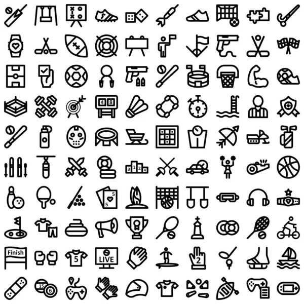 Sports Bold Outline Vector Icon Set Every Single Icon Can — Stock Vector