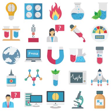 Bilim ve Teknoloji renk vektörü simgeleri her bir simge kolayca değiştirilebilir veya düzenlenebilir