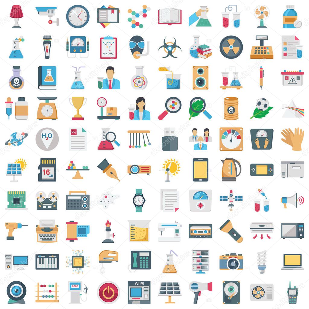 Science and Technology color vector icons set every single icon can be easily modified or edited