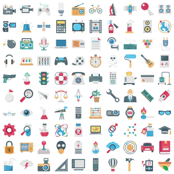 Science Technology Color Vector Icons Set Every Single Icon Can — Stock Vector