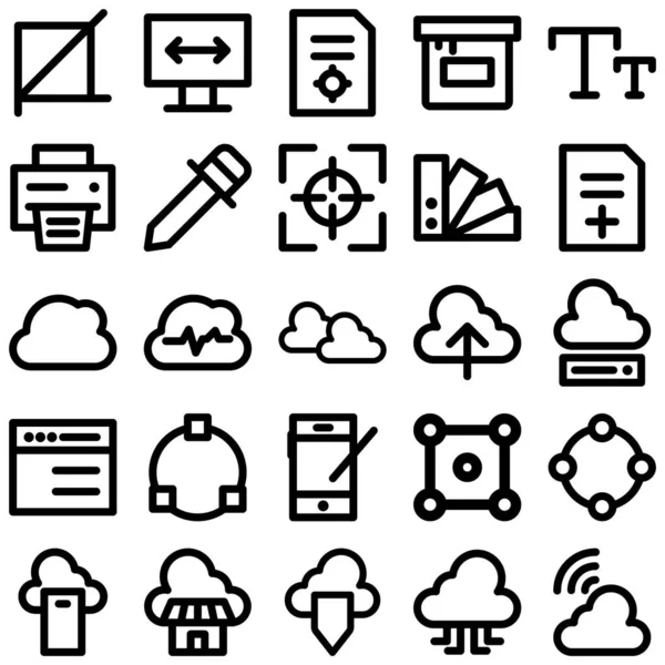 Digital Products Bold Outline Vector Icons Setzen Dass Jedes Einzelne — Stockvektor