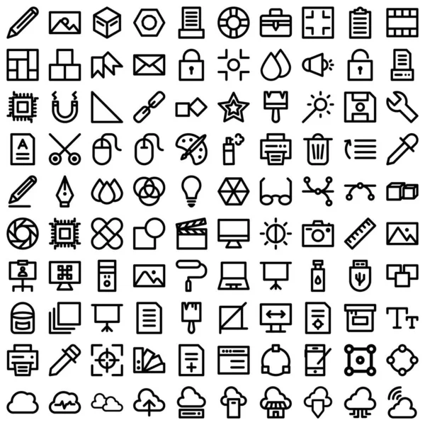 Digital Products Bold Outline Vector Icons Set Every Single Icon - Stok Vektor