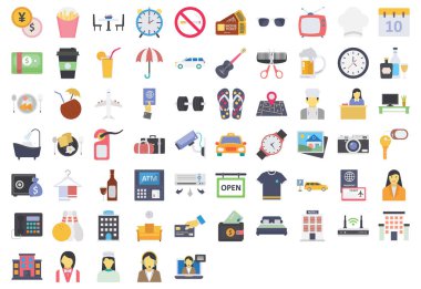 Mobileotel ve Servis Renk Vektörü simgeleri her simgeyi kolaylıkla düzenleyebilir ya da düzenleyebilir.