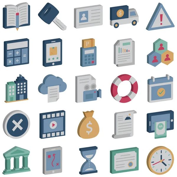Global Business Isometric Vector Icons Set Every Single Icon Can — Stock Vector