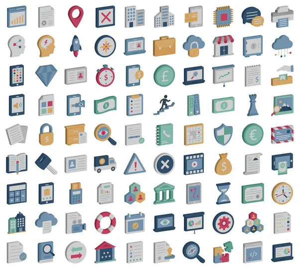 Global Business Isometric Vector Icons Setzen Jedes Einzelne Symbol Kann — Stockvektor