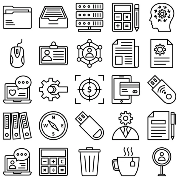 Global Business Isolated Vector Icons Set Every Single Icon Can — Stock Vector