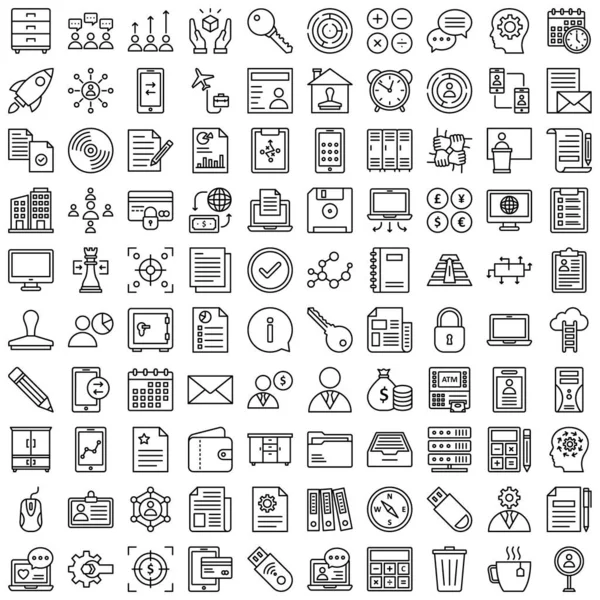 Los Iconos Vectores Aislados Negocios Globales Establecen Que Cada Icono — Vector de stock