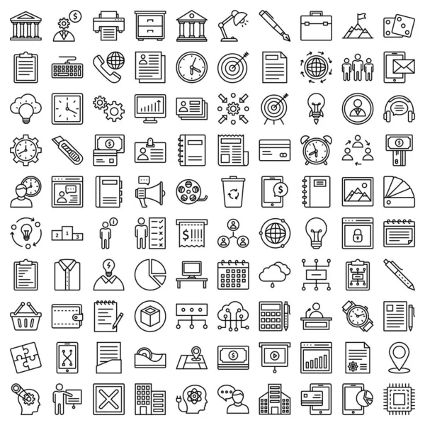 Los Iconos Vectores Aislados Negocios Globales Establecen Que Cada Icono — Vector de stock