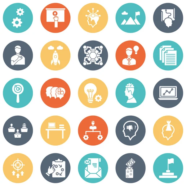 Project Management Vector Icons Set Consist Cogwheel Brain Mountain Achievement — Stock Vector