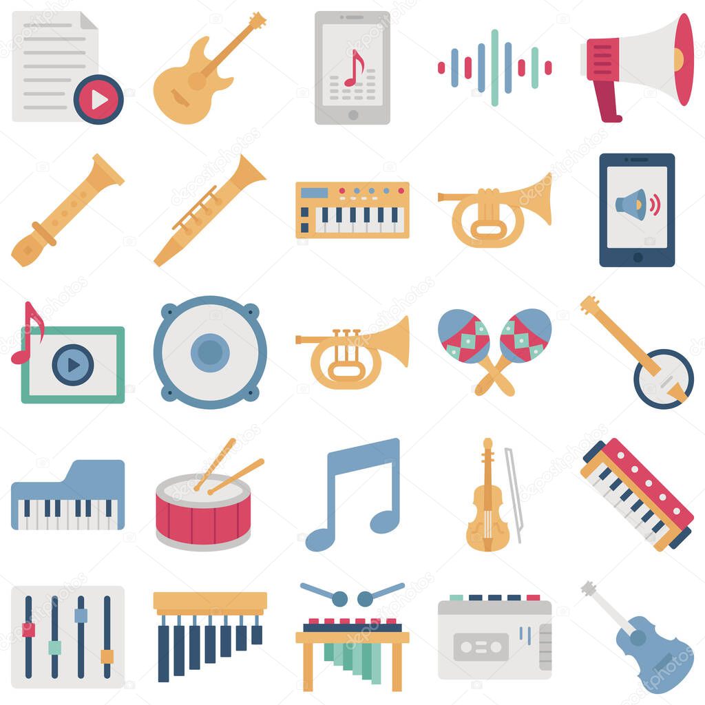 Multimedia and Music Line Style vector icons set every single icon can easily modify or edit 