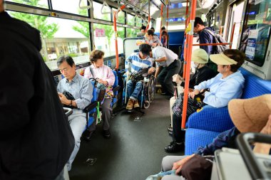 Kyoto, Japonya, Ekim 09,2016: döngü Octo otobüste Kyoto, Japonya
