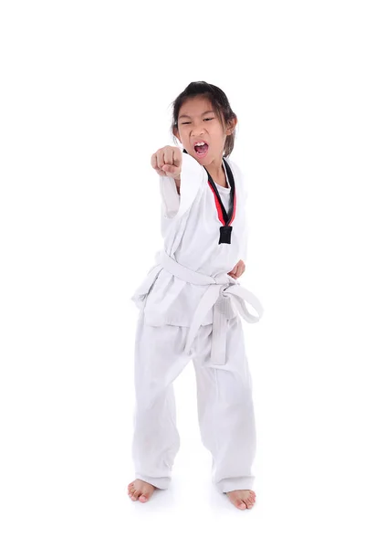 Asiatico taekwondo ragazza su con sfondo . — Foto Stock