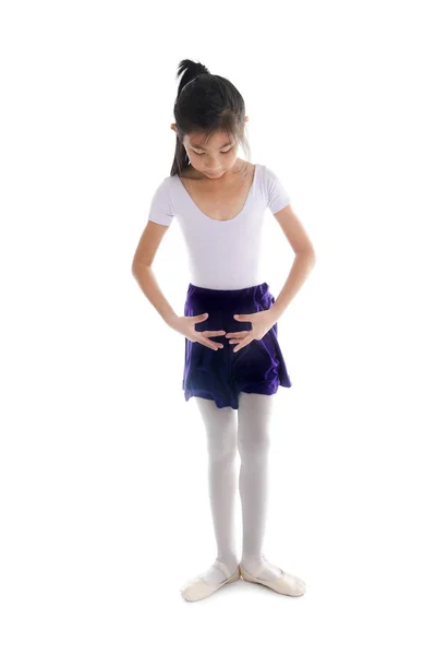 Asiática ballet chica en blanco fondo — Foto de Stock