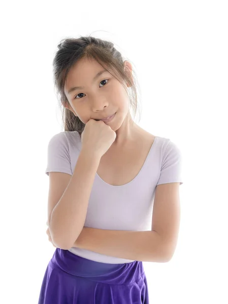 Asian ballet girl on white background — Stock Photo, Image