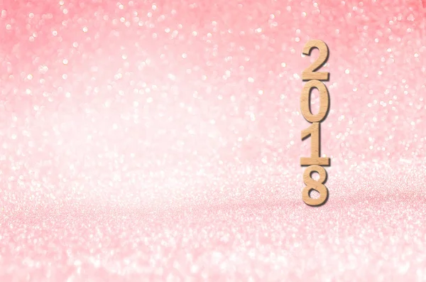 Número de madera 2018 con fondo Glitter — Foto de Stock